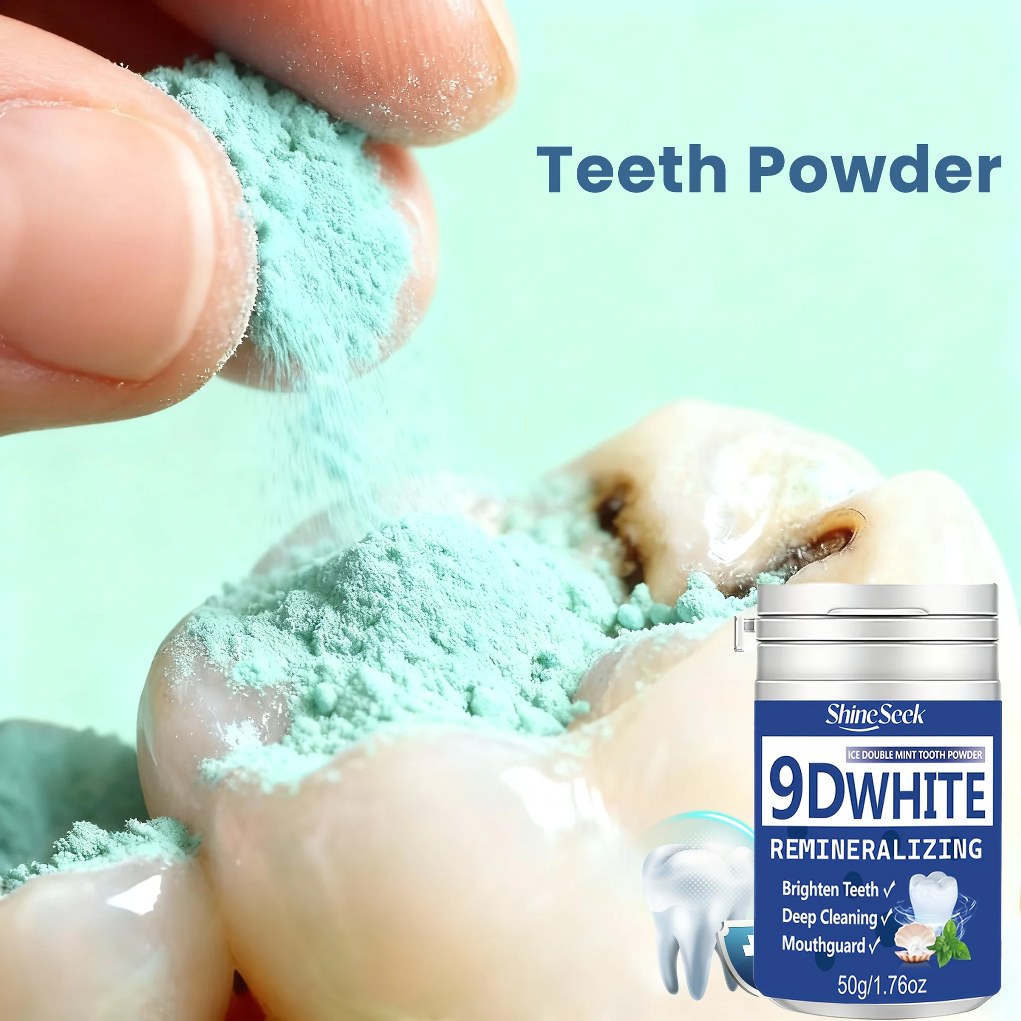 1Pc New Formula 9D Remineralizing Whitening Pap Tooth Powder Does Not Contain Hydrogen Peroxide, Gently Whitens and Remineralizes Teeth, Suitable for Daily Dental Care, Gentle and Non-Irritating