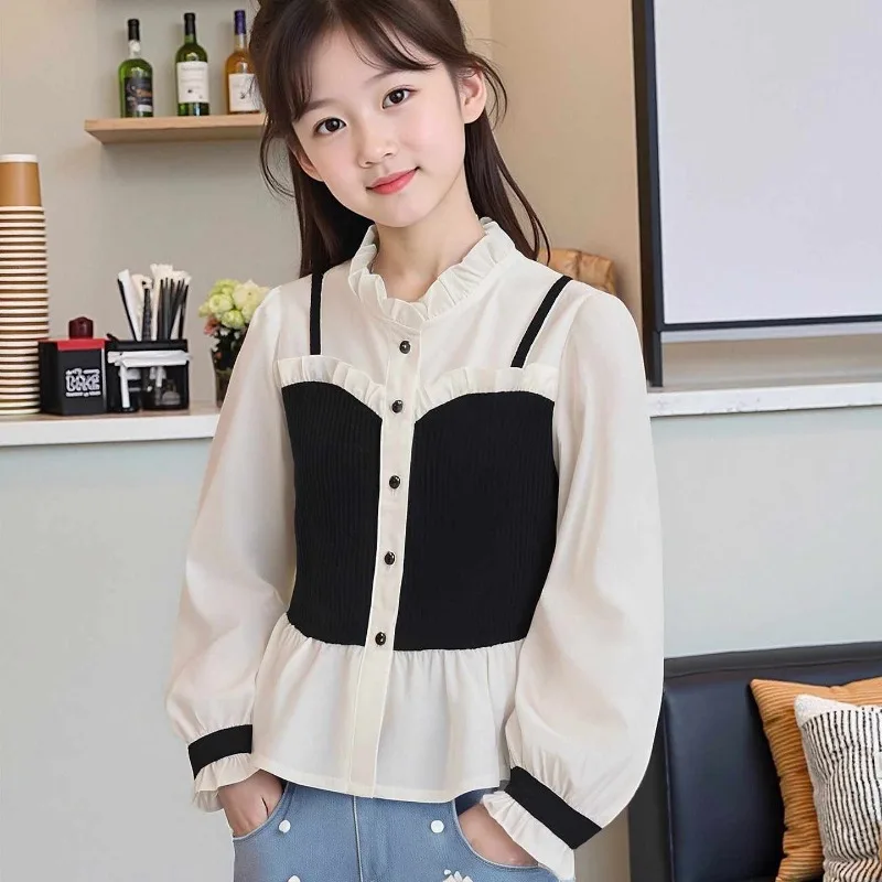 

Girls' Blouse 2026 New Spring Autumn Long Sleeve Big Kids Luxury Chic Style Trendy Design