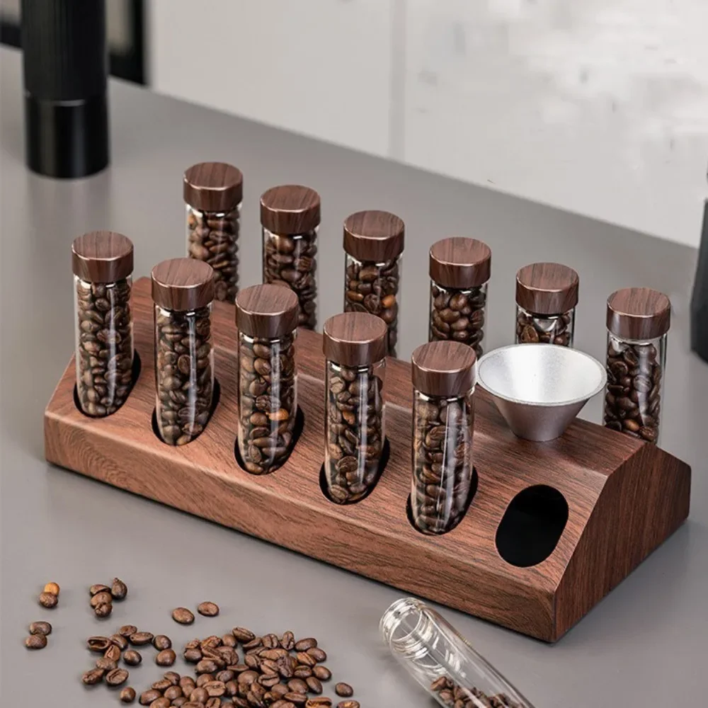 Coffee Bean Storage Bottle Display Rack Glass Tube Bottle with Moisture Proof Lid Barista Coffee Bean Storage Tool Coffeeware