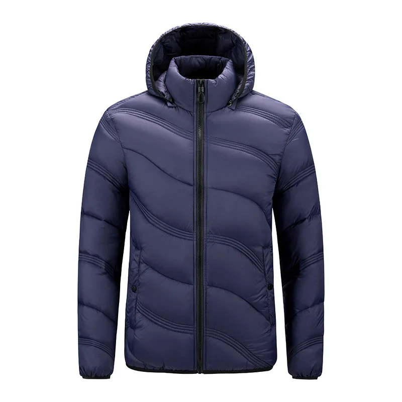 

European and American High-Quality 's Autumn Winter Casual Ribbed Cotton Padded Hooded Style Men