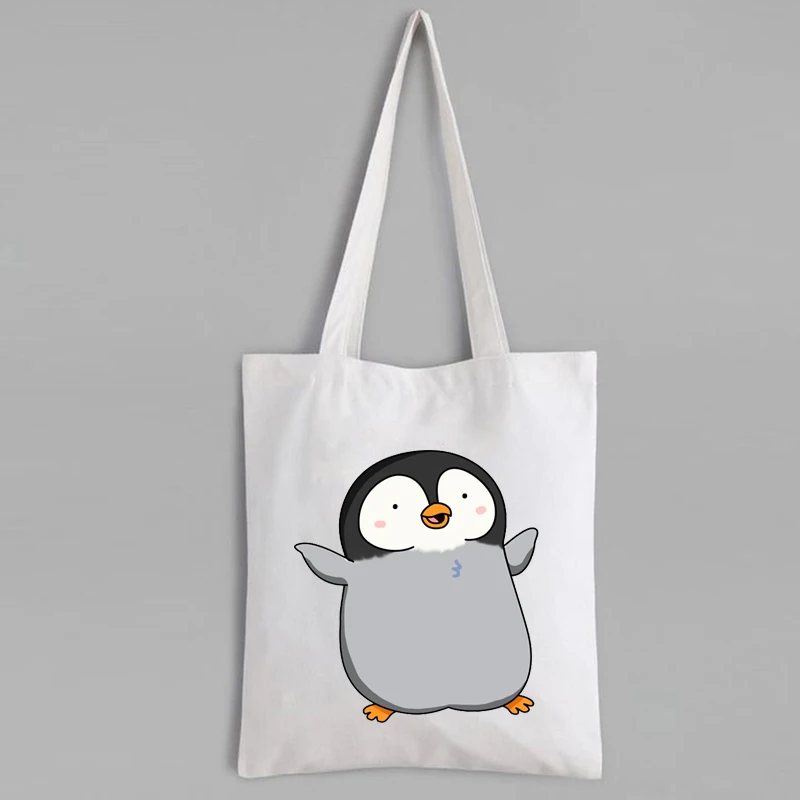 

Kawaii Penguin Tote Bag Custom Shopping Bags with Logo Animal Prints Canvas Tote Bag Eco Friendly Products Penguin Purses