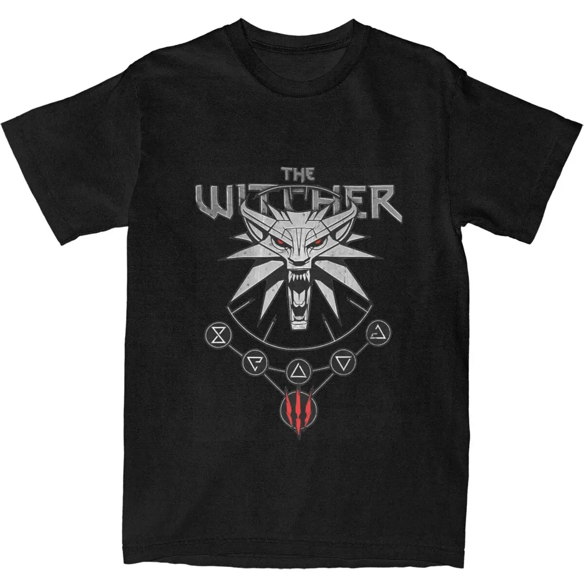 Oversized T-Shirt Lovers Starry Stronghold Geralt Witchers American 100 Cotton T-Shirts Tee Shirt for Man Summer Retro Top Tees