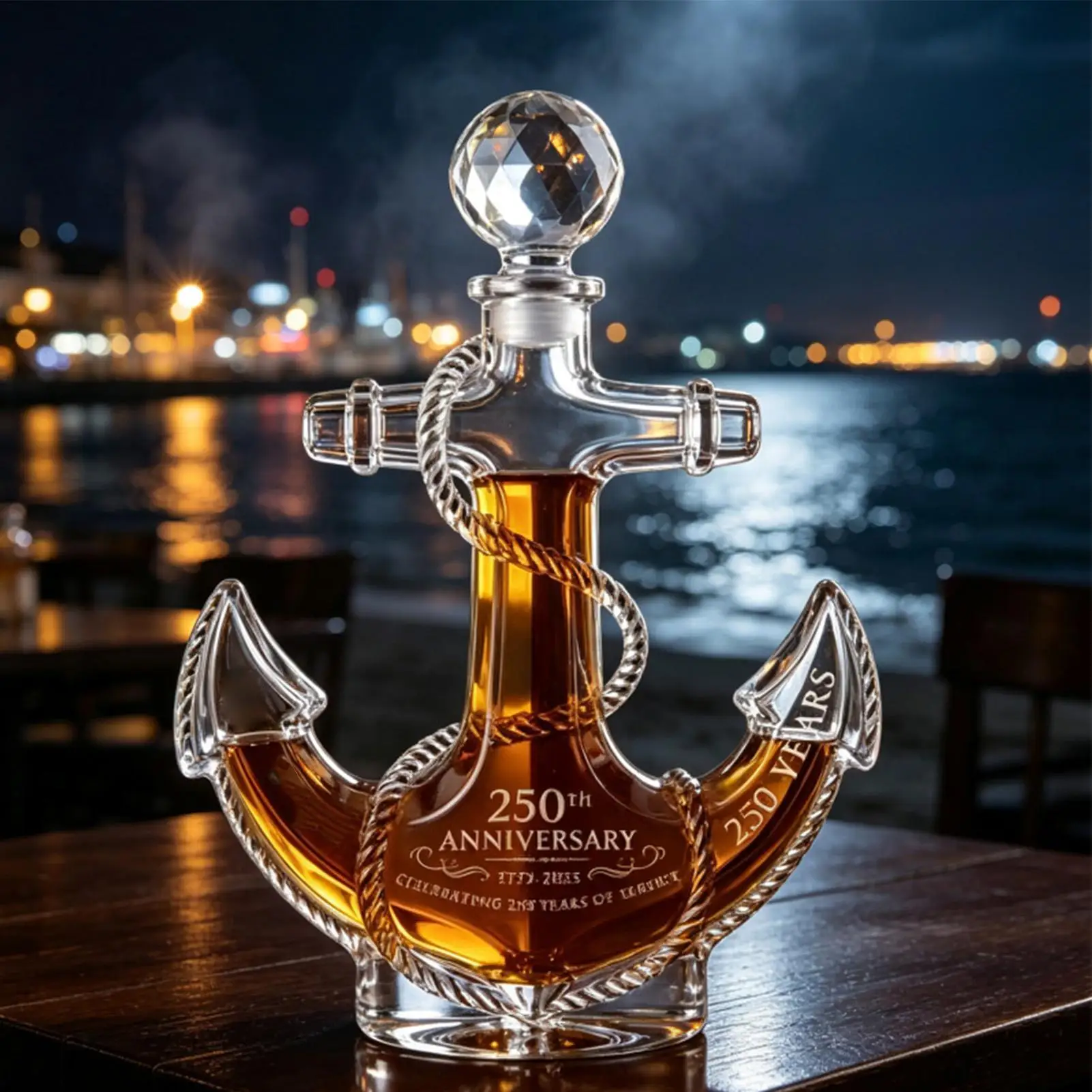 Unique Wine Decanter US Maritime 250th Anniversaries Whiskey Carafe Bourbon Aerator Decor for Fathers Men Husbands Bartenders
