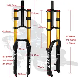 ZTZ Bike Cycling Suspension Fork 26/27.5/2 inch For Sport Mountain DH Air Double Shoulder Downhill Replacement bicycle parts