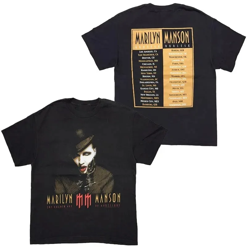 2026 Marilyn Manson Abstract Casual T-Shirt, Men's Luxury Style Rock Band Logo Top Women And Men Comfortable T-shirt