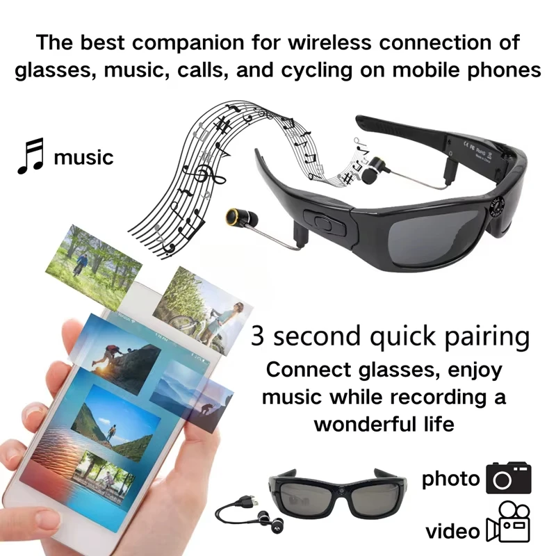 4K HD Camera Glasses Wearable Polarized Lens DVR Video Surveillance Security Protection Video Cam For Outdoor Sports NEW