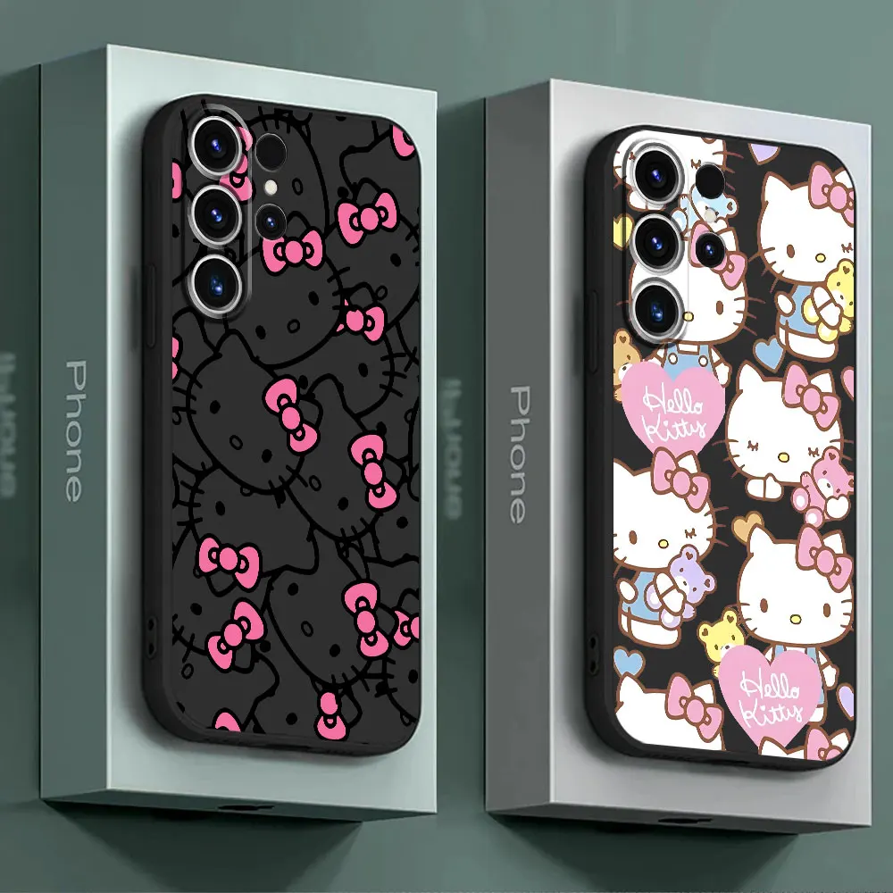 H-Hello K-kitty Phone Case for Samsung Galaxy S20 S24 Ultra S23 Ultra S21 FE S22 Plus S21 5G S22 Ultra Back Black Soft Cover