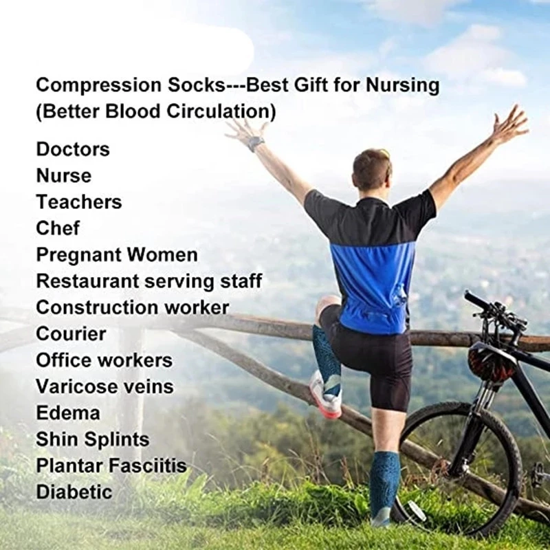2/3/4 Pairs Running Men Compression Socks Fit Varicose Veins Football Soccer Stockings 30 Mmhg Atheletic Men Women Sports Socks