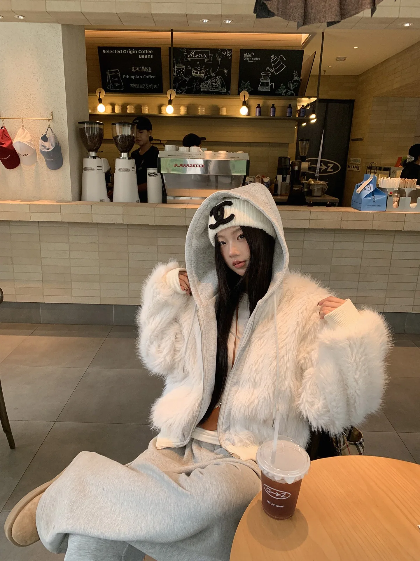 Rouge Celebri Studio femmes fausse fourrure Jaet automne hiver nouveau Sle à capuche rembourré coton manteau blanc coton gilet moelleux doublé