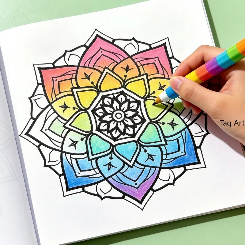 An Adult Decompression Mandala Meditation Coloring Graffiti Picture Book, 36 Different Mandala Patterns, Artistic Creation