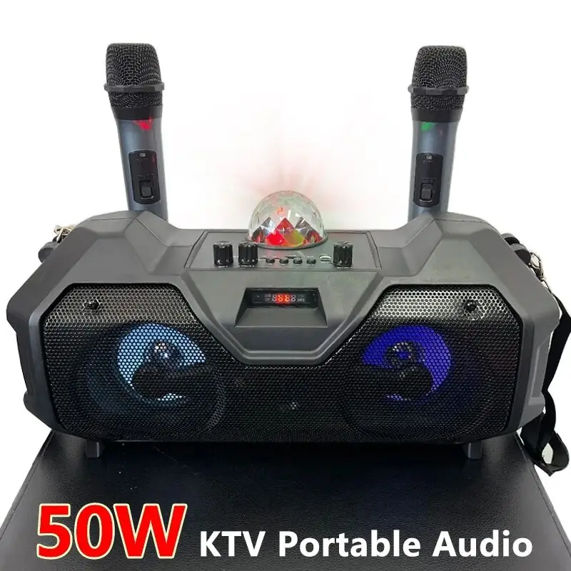 Altavoz Dance Party Outdoor Portable Karaoke Wireless Microphone BlueTooth Speaker FM Radio with Remote Control Disco Led Lamp