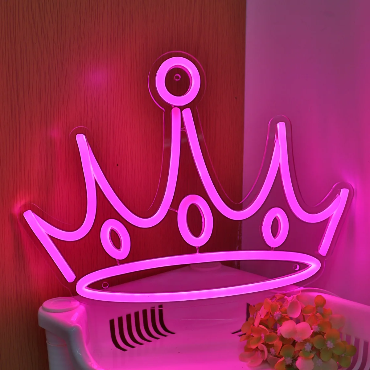 Imagem -04 - Coroa Rosa Led Wall Art Neon Sign Usb Power Baixa Tensão Luz Segura para o Quarto Festa Bar Clube Decoração do Bar 11.57 x 8.62 5v 1pc