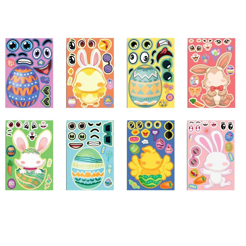 Furniture Decorative Stickers Easter Puzzle Sticker Easter Bunny Egg Pattern Face Diy Puzzle Sticker Set for Kids for Boys