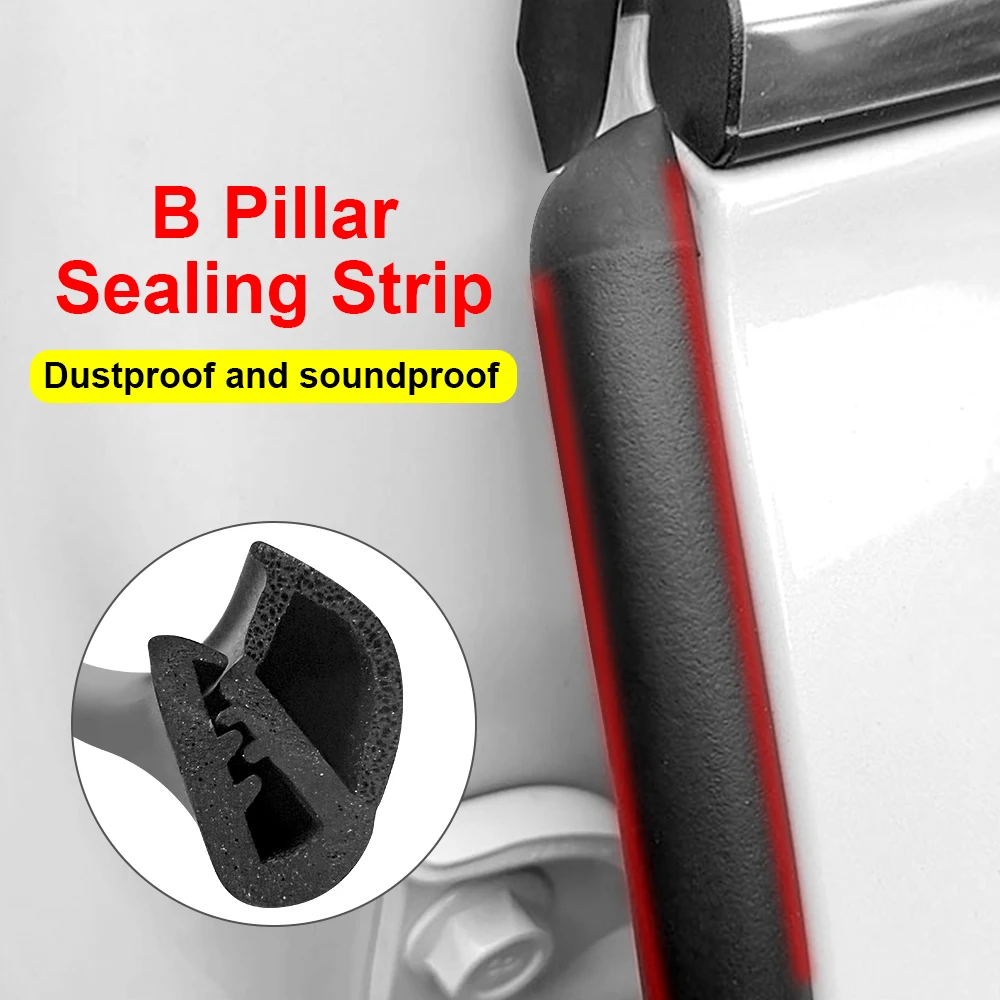 Auto Sealant Accessories 2Pcs B Pillar Noise Windproof Protection EPDM Car Seal Strips Car Door Edge Weatherstrip