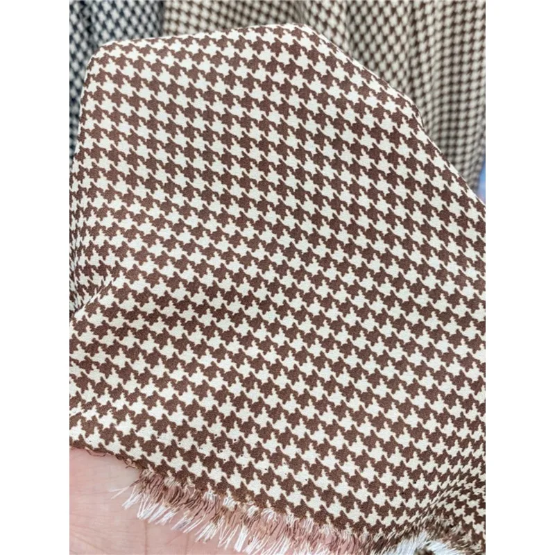 Houndstooth Checkered Linen Printed Fabric for Shirts Short Skirts Pants  Accessories Clothing Impermeable Fabric