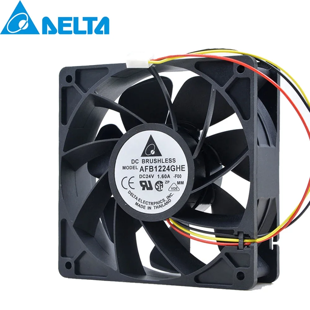 For Delta 12038 DC 24V 1.6A AFB1224GHE 3 PIN 12 cm 120X120X38 Industrial control inverter high- speed cooling fan