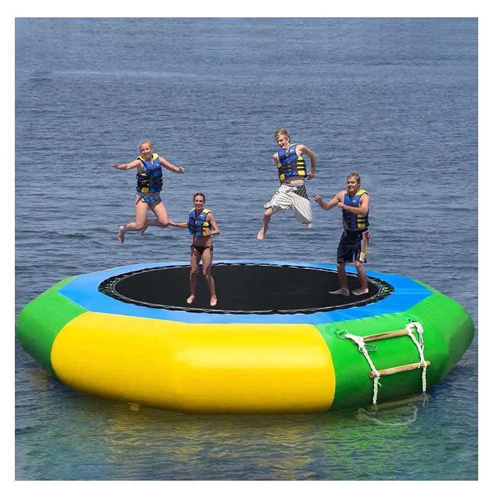 10/13/16ft Inflatable Water Trampoline Water Playground Water Bouncer Floating Trampoline With Rope Slide  For Adult Kids Swim