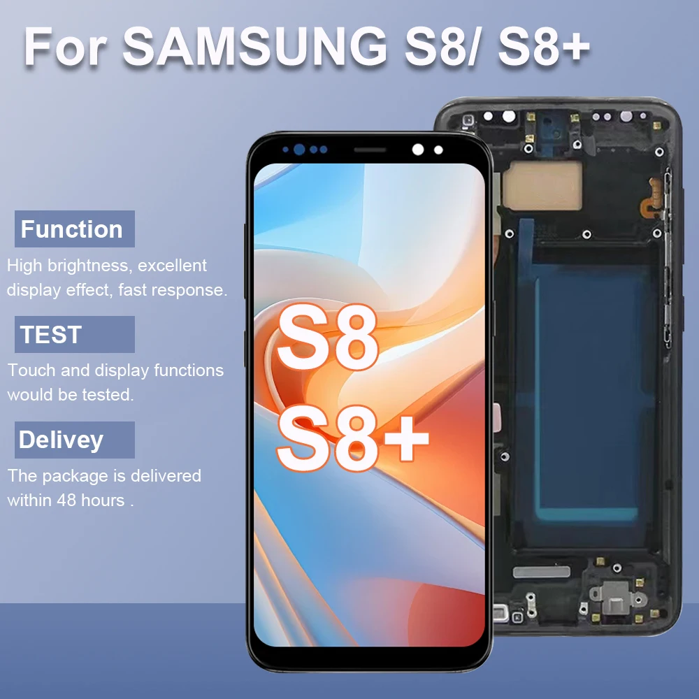 

S8 Plus S8 + G955F Замена TFT-экрана для Samsung Galaxy S8 G950F ЖК-дисплей с цифровым преобразователем сенсорного экрана с рамкой в сборе