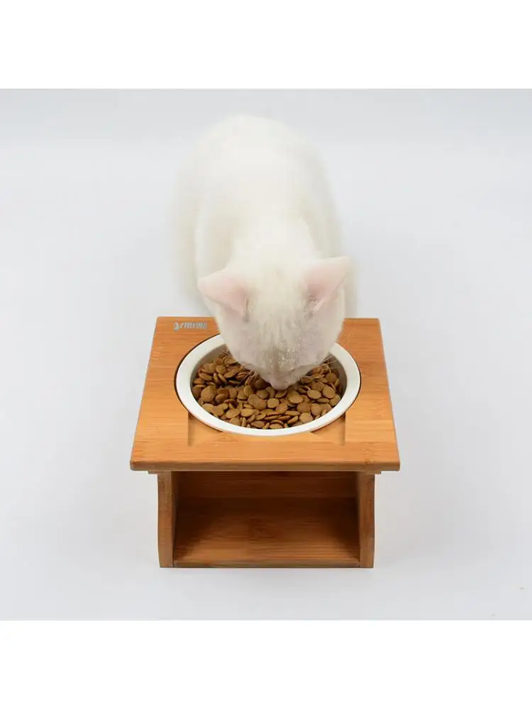 pet supplies Cat solid wood dining table bowl cat bowl table