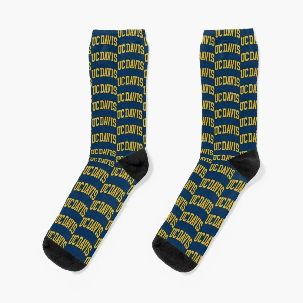 uc davis - college font curved Socks valentine gift ideas aesthetic Mens Socks Women's