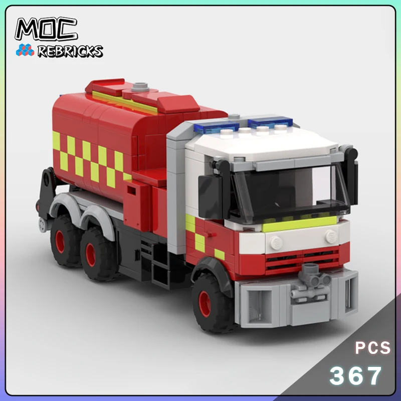 MOC أستراليا الكابينة على السائبة الناقل المياه النار السائبة المياه ناقلة شاحنة صغيرة نموذج اللبنات لتقوم بها بنفسك لعبة الطوب هدايا عيد الميلاد