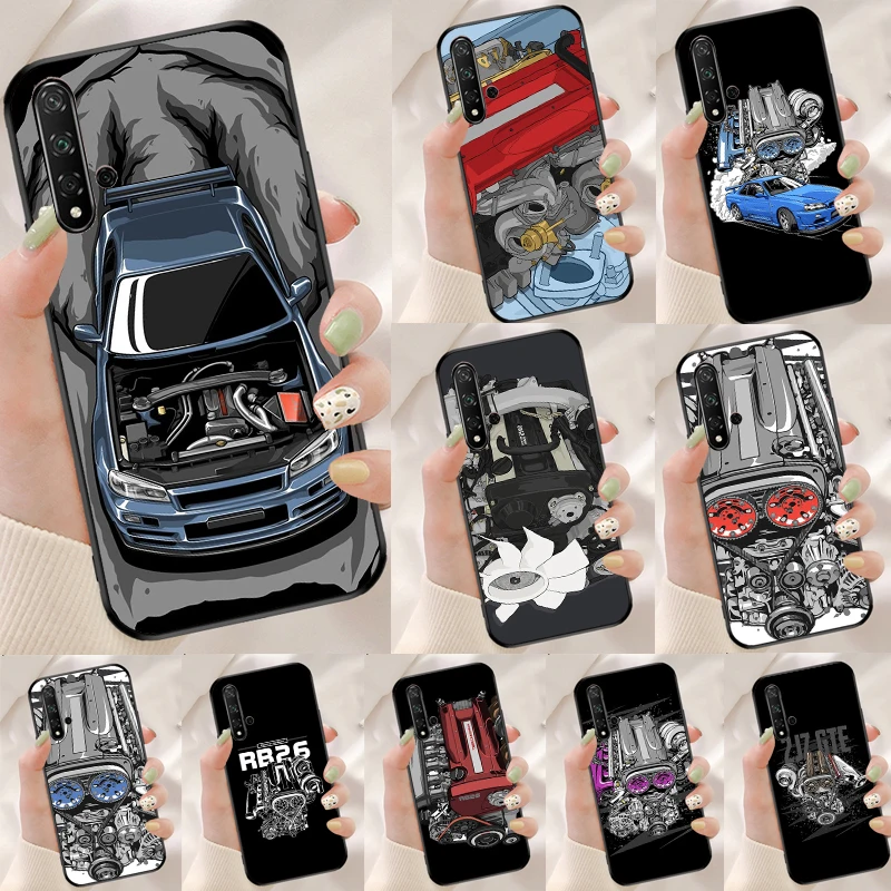 JDM Car RB26 Engine For Huawei Nova 12i 12s 7i 8i 11i 9 10 SE Y90 Y60 Y70 Y72 Y61 Y91 P30 P40 Lite P60 Pro Case