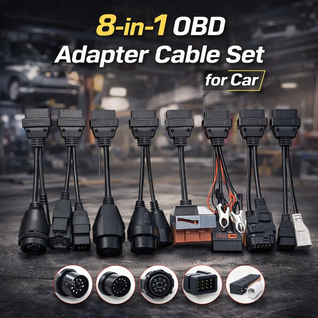 8-in-1 OBD2 Adapter Cable Set for Car Diagnostic Scanner Full Connector Kit Universal OBD Extension Cables