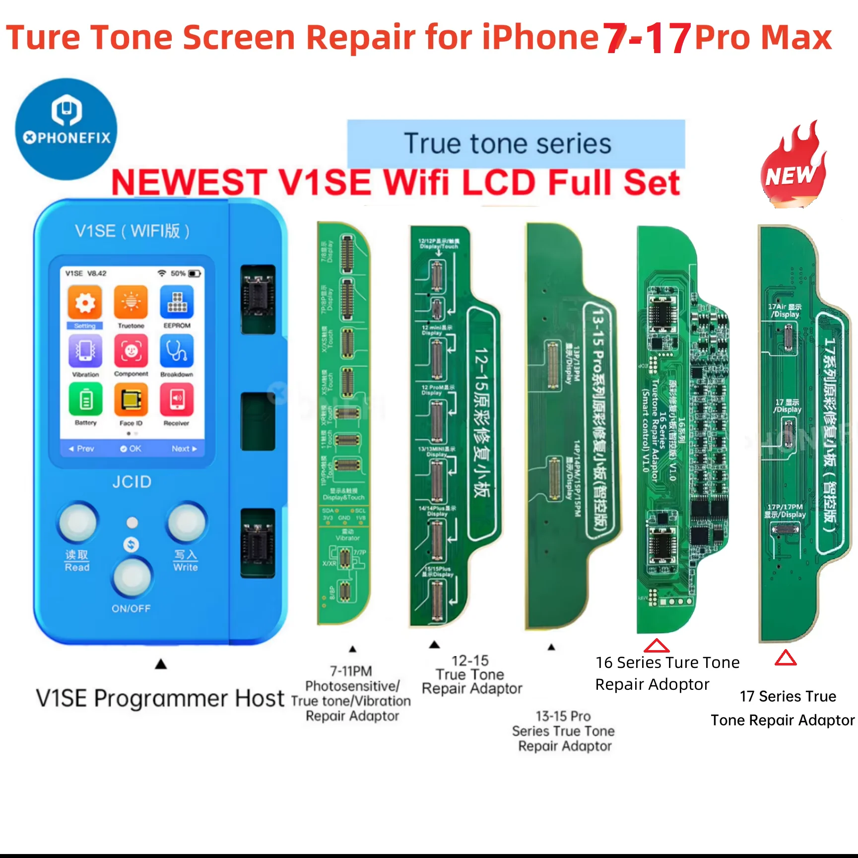 JC JCID V1SE Programmer Ture Tone Screen Repair for iPhone 7-17 Pro Max Original Color Quick Restore Board Battery Repair Tool