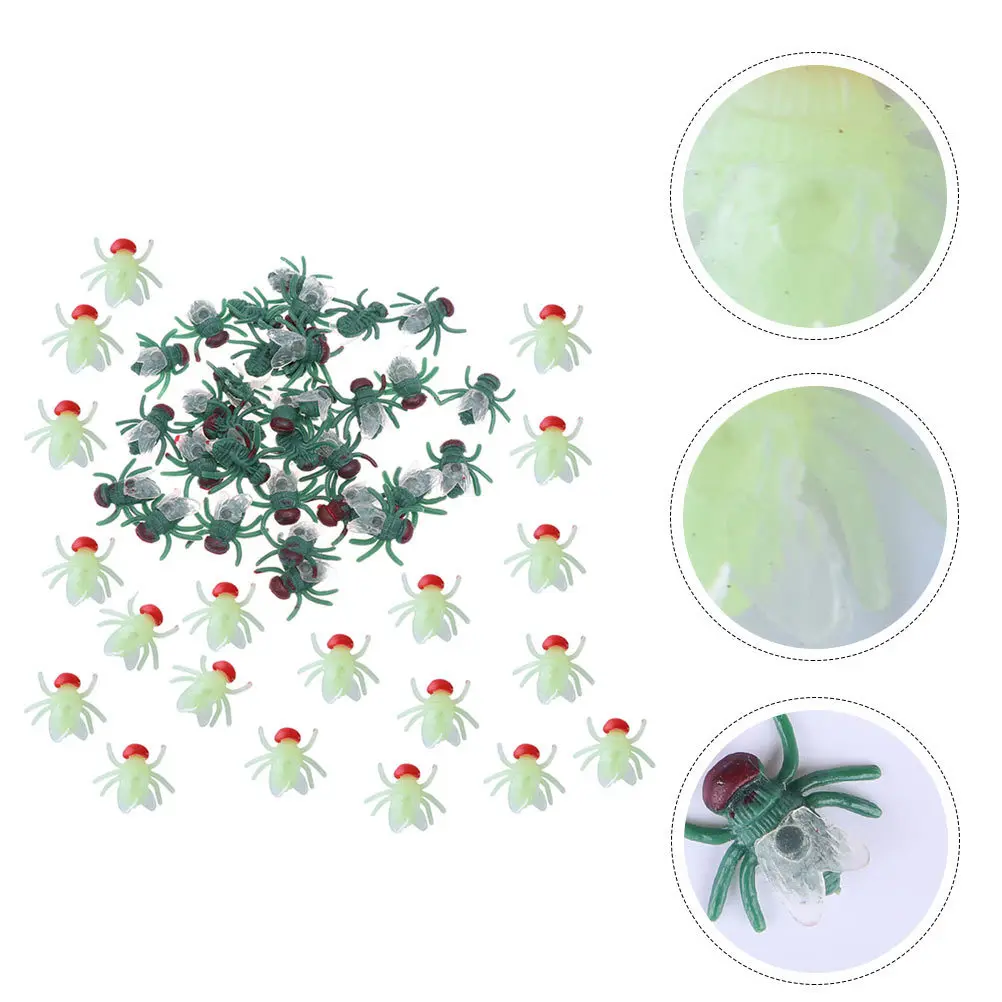 100 قطعة من الذباب البلاستيكي المقلد الاصطناعي يطير ديكور حفلات الهالوين المزحة للأطفال جمع لعبة الرعب خدعة