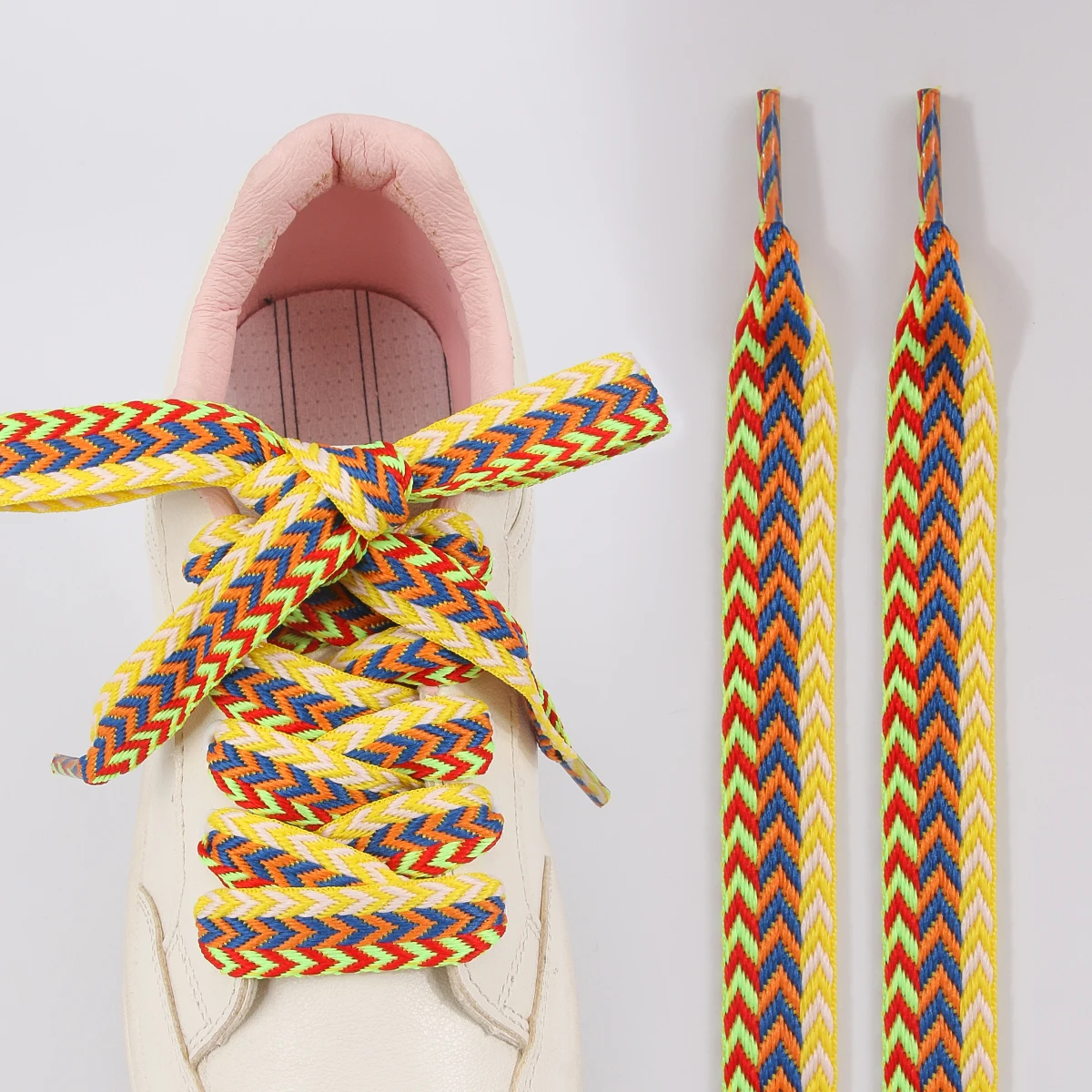 1 Paar gewebte Schnürsenkel mit Wellenmuster, flache Schnürsenkel, 1,5 cm breit, für Sportschuhe, Laufschuhe, Sneaker und Stiefel. – Detail 14