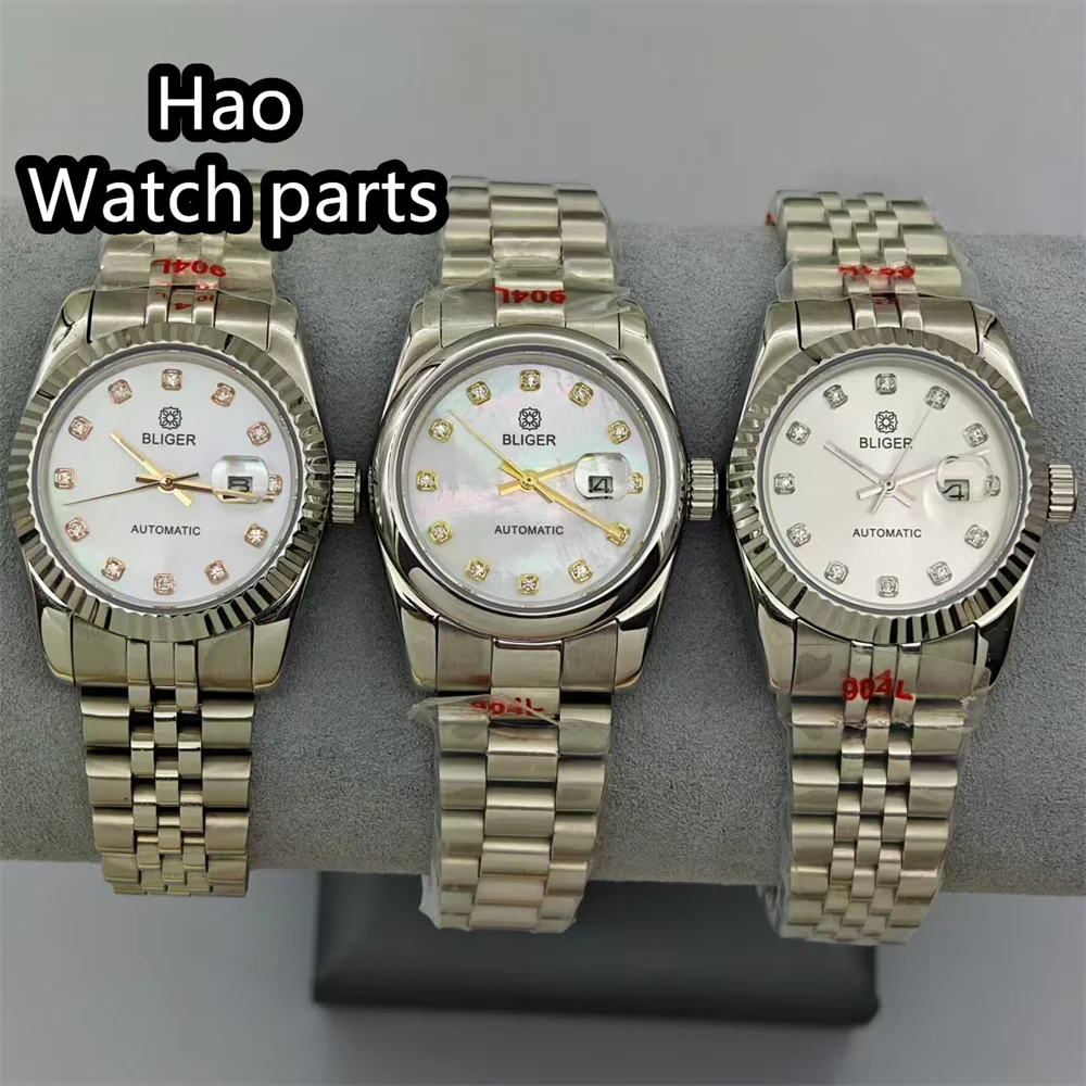 Часы женские механические серебристые с сапфировым стеклом, 30,5 мм