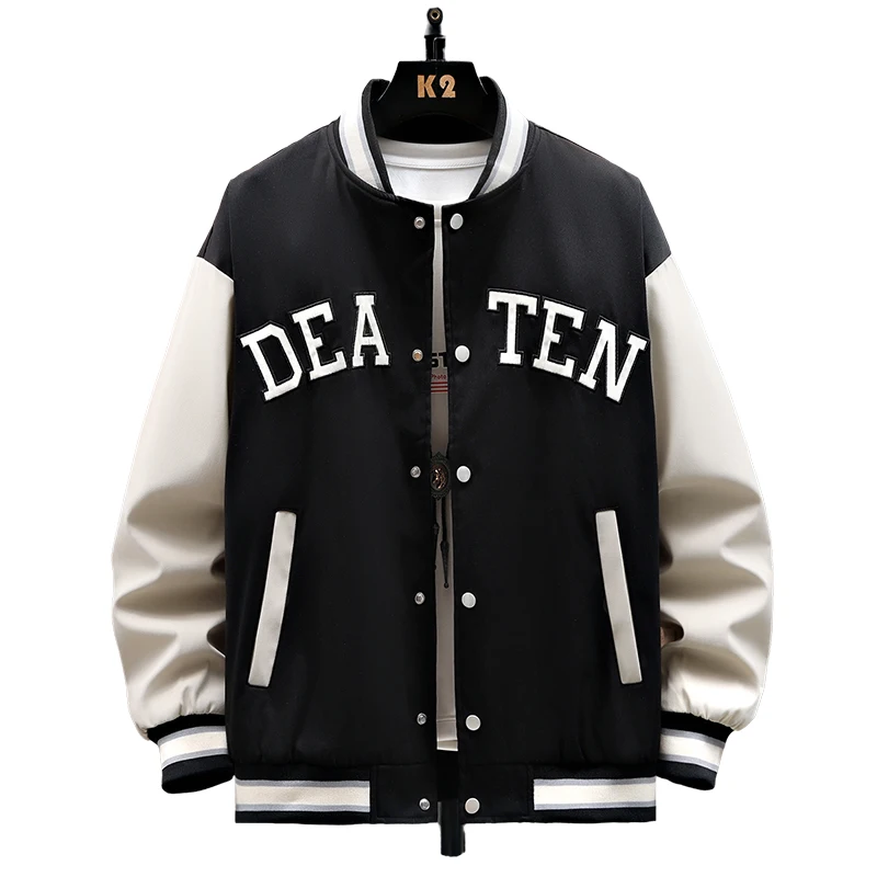 

plus Size Men's Baseball Sle Jaet Stand Collar Loose Fit Spor Outerwear Autumn Season Polyester/Nylon Cosite Fiber