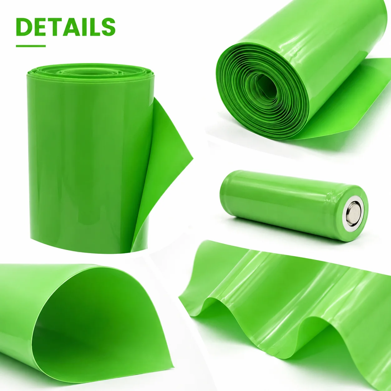 1/2/3/5/10M Green PVC Heat Shrink Tube Width 30~300mm Insulation Flame Retardant Rapid Shrinkage Battery Heat Shrink Tubing