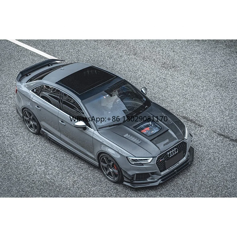 RS3 Carbon Fiber Hood Transparent Glass Front Bonnet Hood Wholesale For Audi RS3 Carbon Fiber Engine Cover 2018+