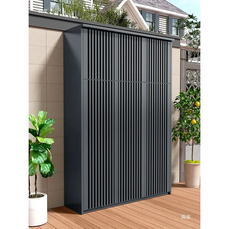 Aluminum Outdoor Storage Cabinet Weatherproof Garden Locker Large Capacity Shoe Organizer for Balcony Courtyard Villa