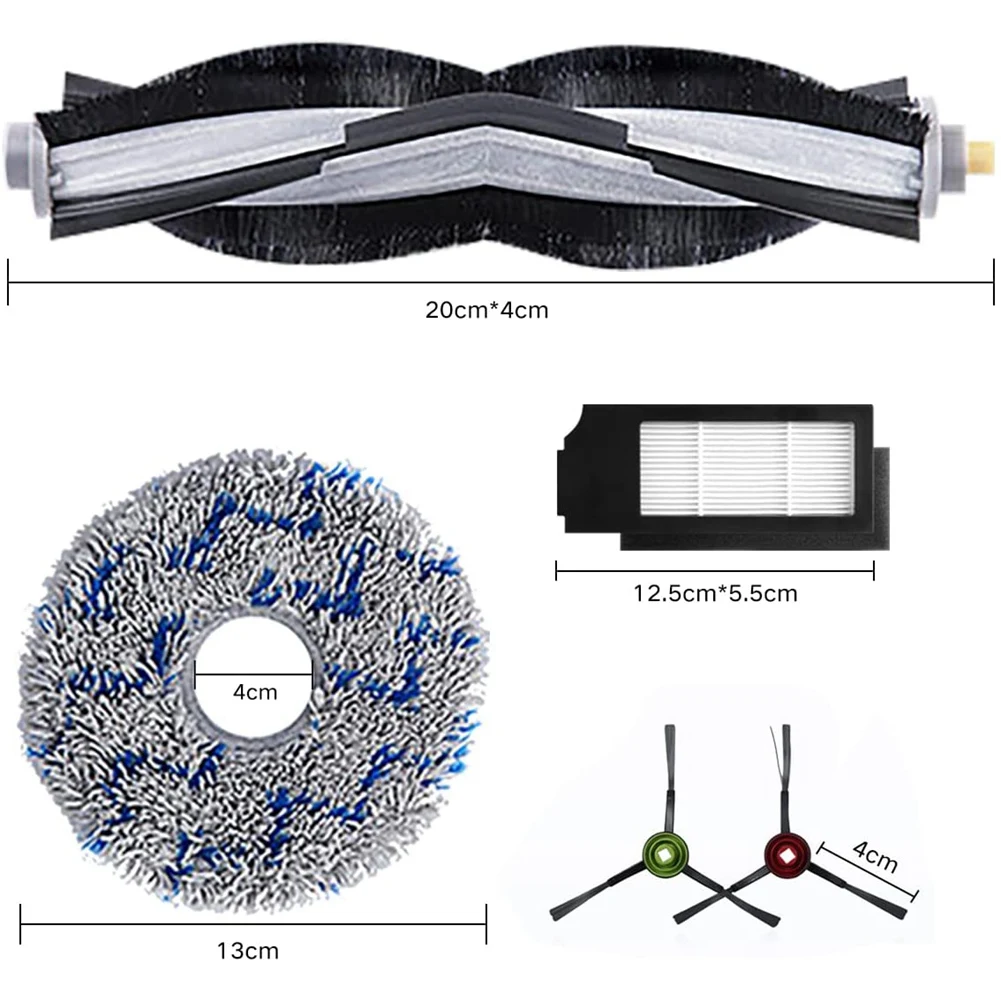 Vacuum Accessories Kit for ECOVACS X1/X1 Plus Omni TURBO Replacement Set Roller Brush Hepa Filter Side Brush Mop Cloth