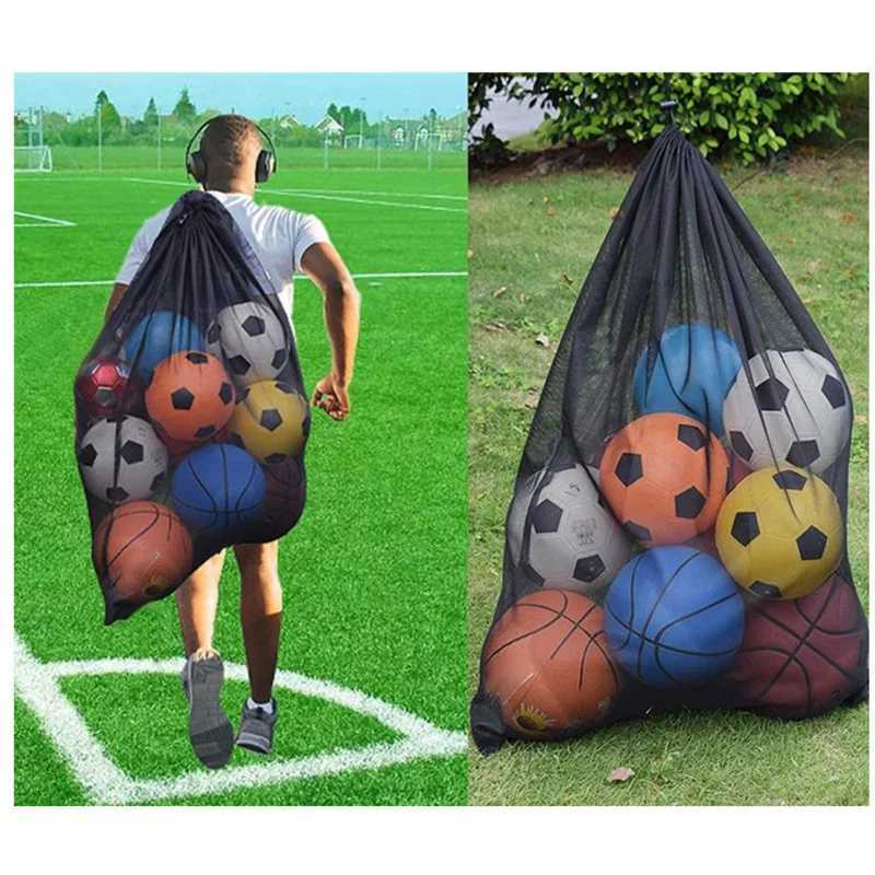 Bolsa de red de gran capacidad para pelotas deportivas, red de almacenamiento para pelotas de juguete para niños, fútbol, baloncesto, voleibol, 72x100cm