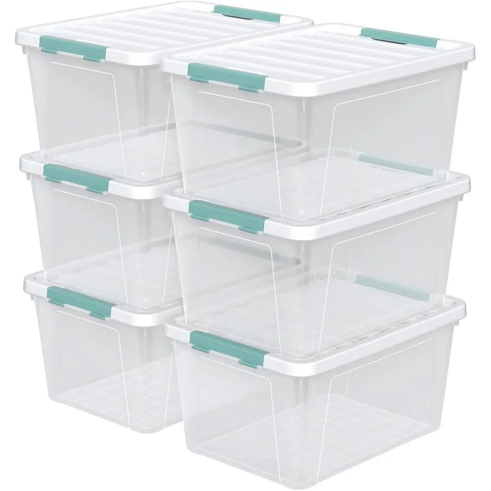 

Set of 6 Clear Plastic Storage Bins, 36 Quart Capacity