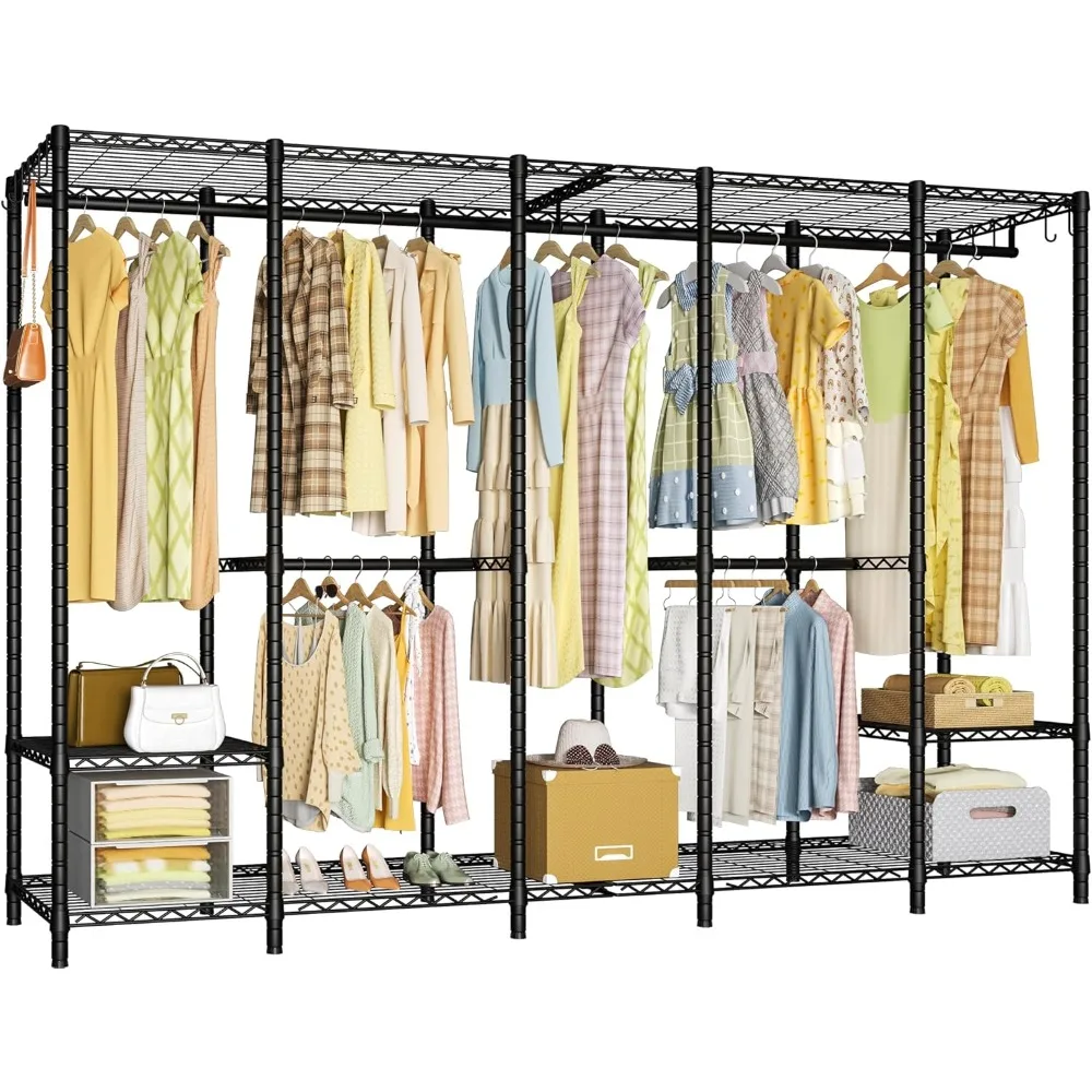 

H50 Extra Large Clothes Rack, Heavy Duty Garment Rack, Freestanding Portable Closet, Clothing Racks for Hanging Clothes