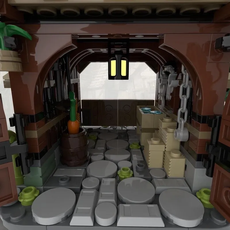 中世の農場ビルディングブロックセット、動物厩舎干し草納屋付き、モジュール式田舎村レンガモデルキット、大人子供ギフト用