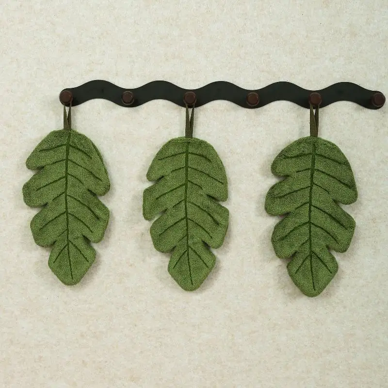 Banana Leaf Shape Hanging Hand Towel Thick Coral Velvet Absorbent Quick Dry Kitchen Bathroom Decor Towel