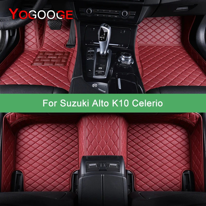 YOGOOGE  Custom Car Floor Mats For Suzuki Alto K10 Celerio 2008-2022 Auto Carpets Foot Coche Accessorie