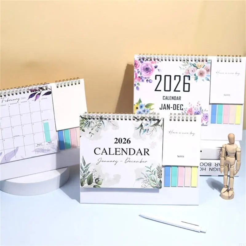 026 Desk Calendar Jan to Dec Twin-Coil Binding Monthly Calendar with Sticker 77JC