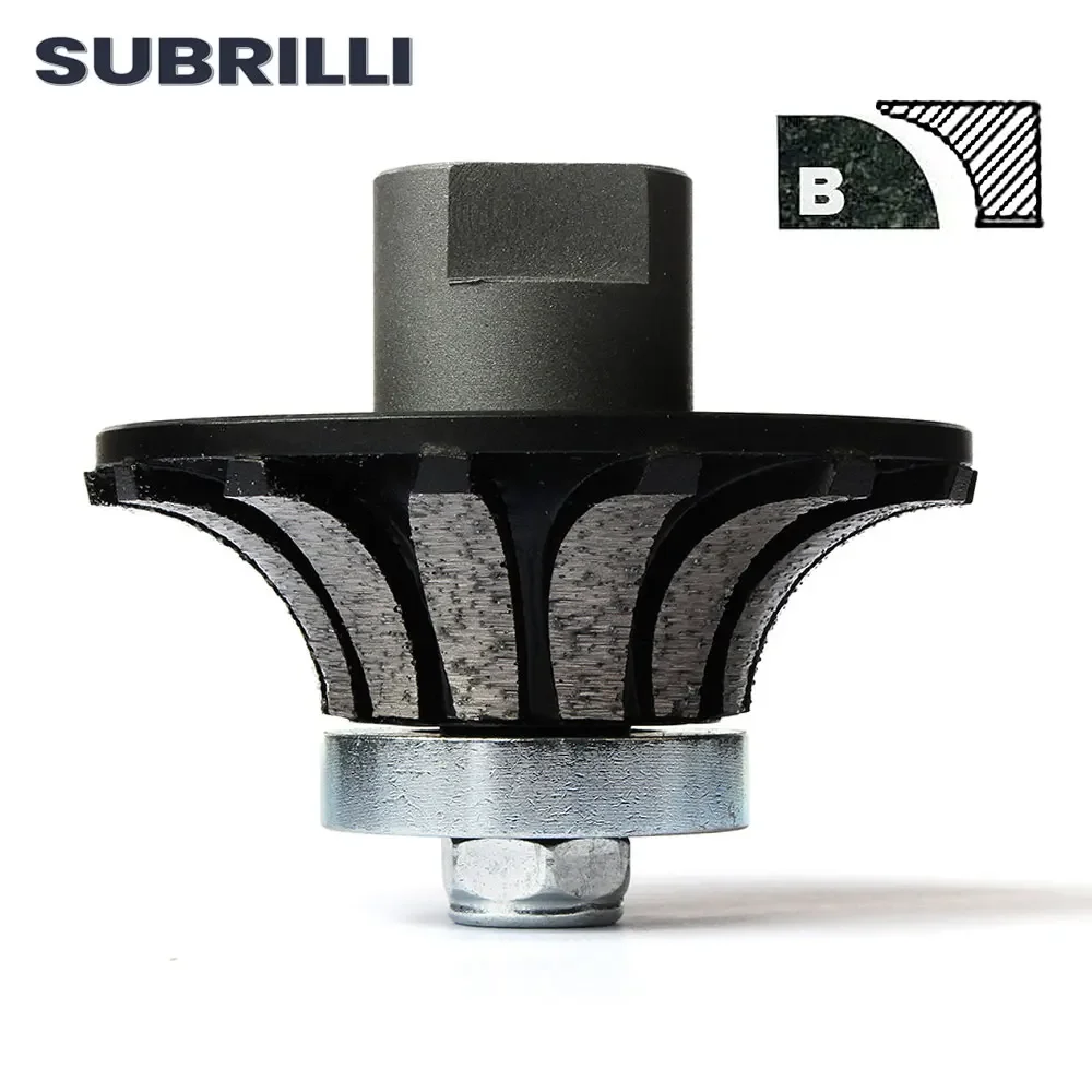 SUBRILLI B20 Diamantprofil-Schleifscheibe, segmentierte Metallbindung, Demi Bullnose für Granit, Marmor, Kante, Handprofil, Fräser