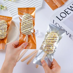 50pcs Food Grade Ice Cream Bags Disposable Plastic Popsicle Protective Cover Storage Transparent Ice Popsicle Packing Bag DIY