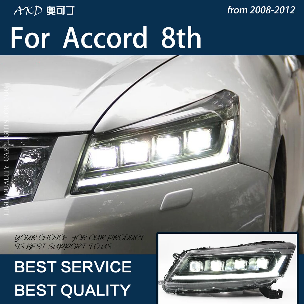 

Автомобильные фары для Accord 8th 2008-2012 G8, обновление в сборе, динамическая сигнальная лампа, проектор, 4 объектива, аксессуары
