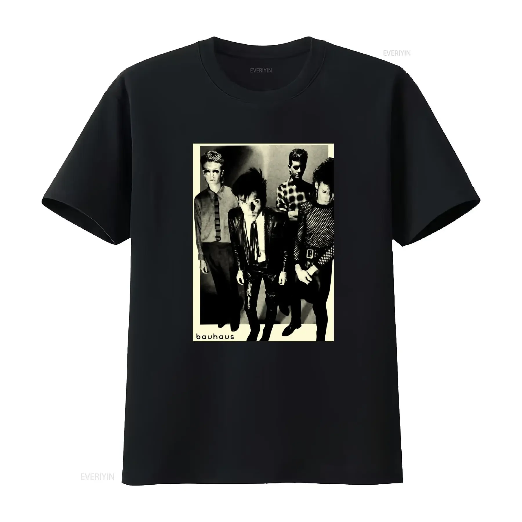 Vintage Gothic Bauhaus Post Punk Rock Band Black White Photo Print Casual T Shirt vintage Washed Stylish Breathable Stretched