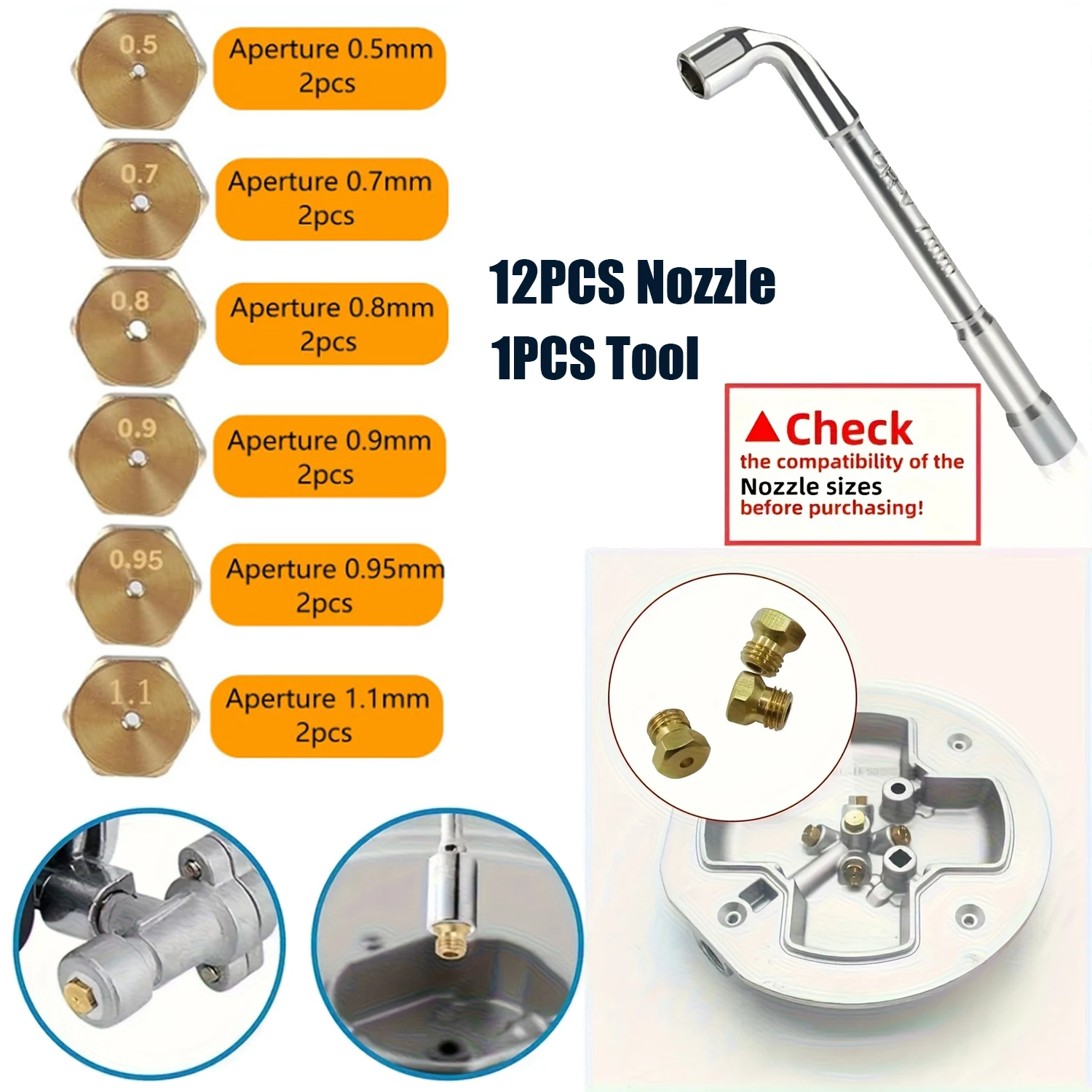 

Набор насадок для газовой плиты, включая инструмент для отверстия 3,7 мм, сопло 0,5/0,7/0,8/0,9/0,95/1,1 мм