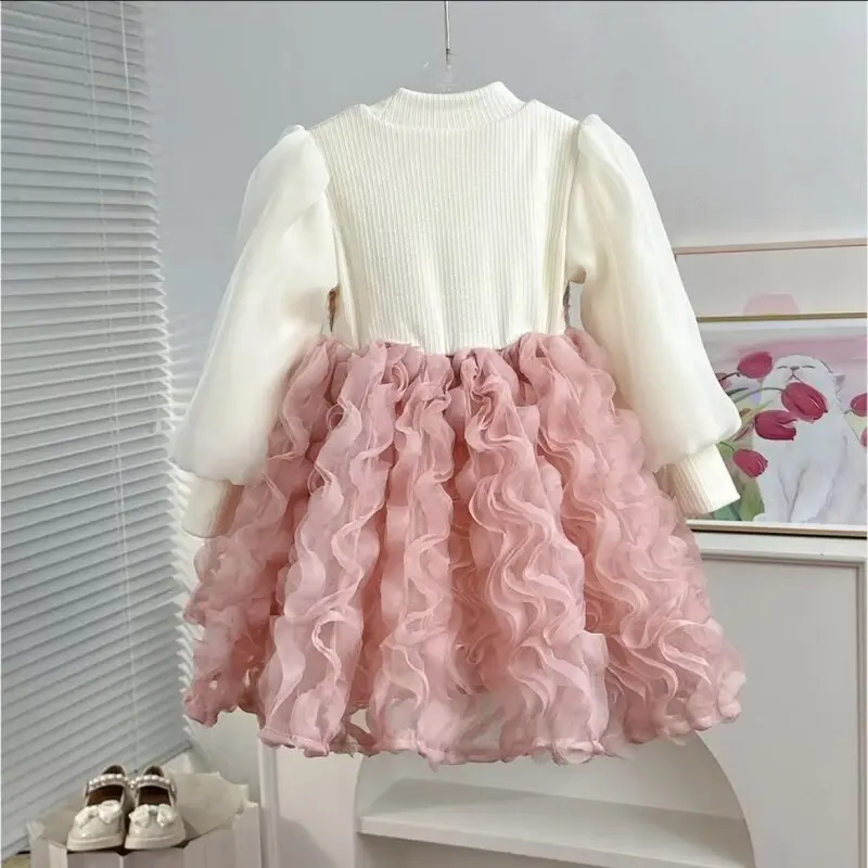 Kids Dress for Fashion Girls Knitted Winter Casual Long Sleeve Clothes Red Christmas Party Set Girl New Year Costume