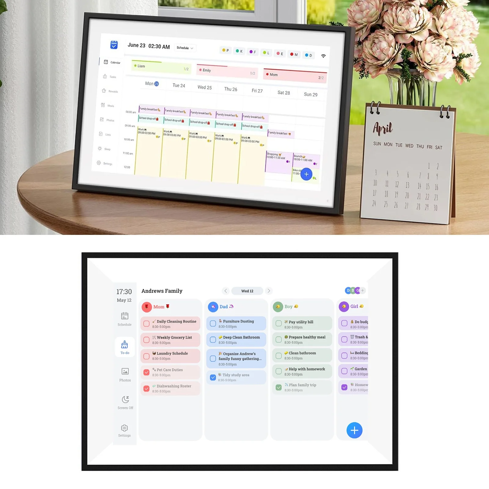 Smart Digital Calendar 10.1in HD Touchscreen Family Planner with Switchable Digital Photo Frame Electronic Calendar